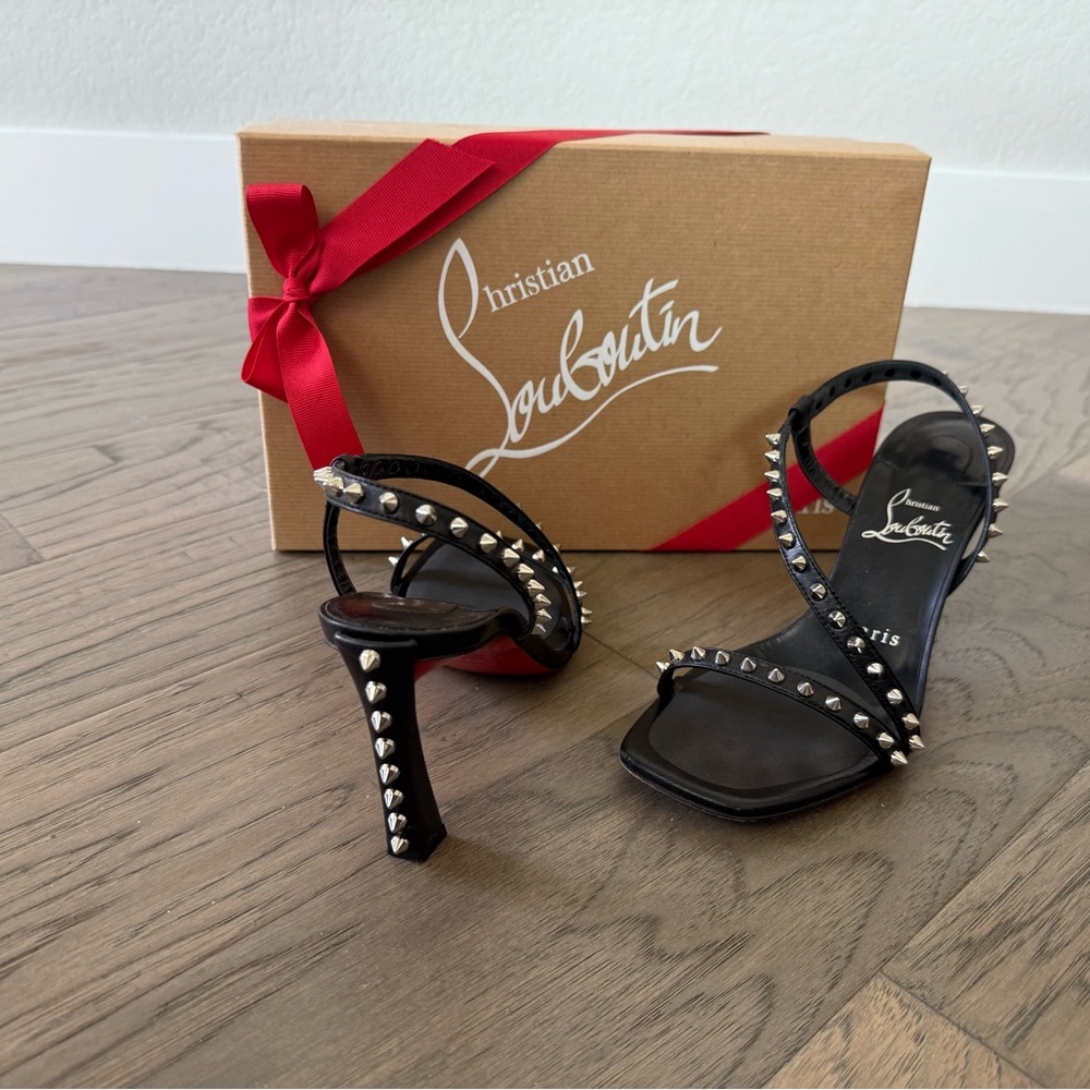 Christian Louboutin Black Studded Heels 6 36 sandals
